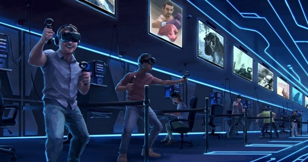An example of a virtual reality arcade from video games industry