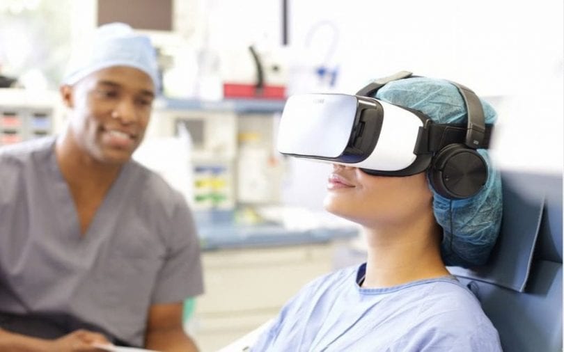 A healthcare professional using virtual reality