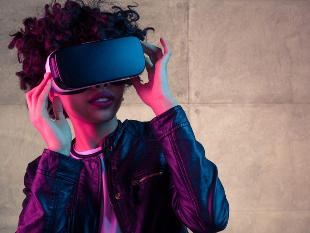 Woman wearing a VR headset