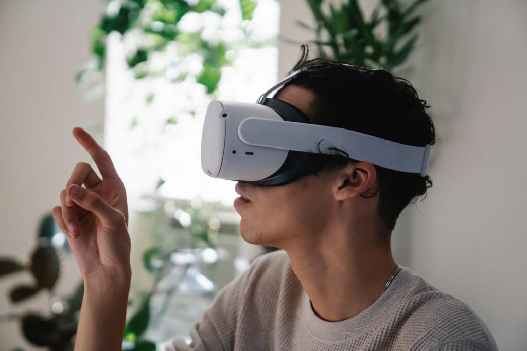 A man using VR