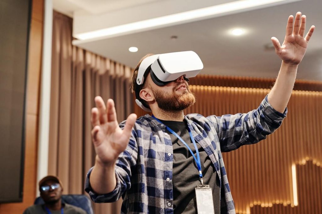 A man using VR for virtual reality training