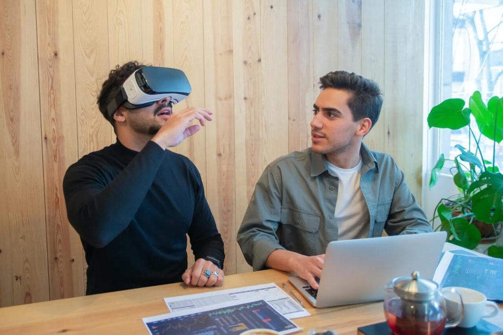 Two people using virtual reality for training